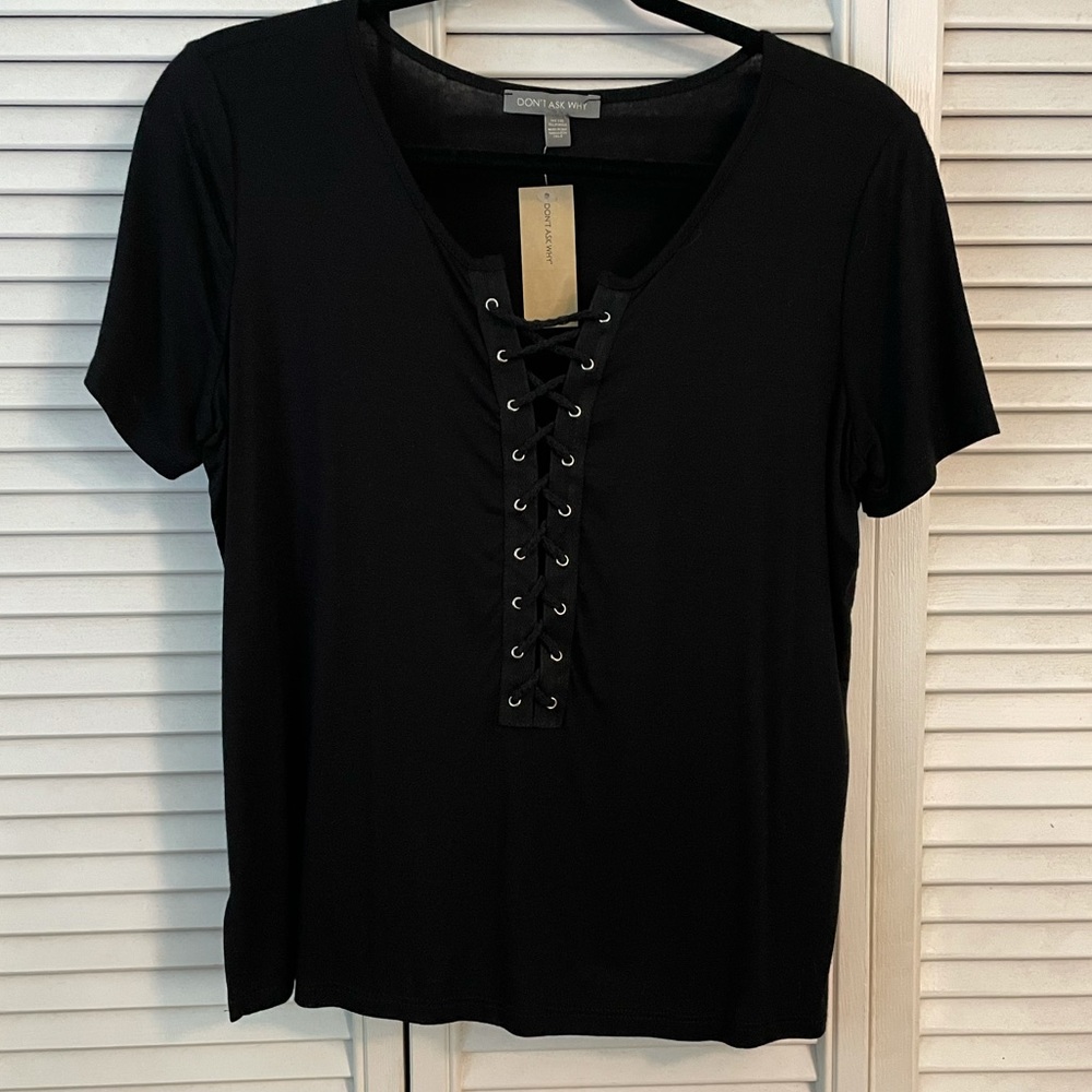 NWT Lace-up Black T-shirt